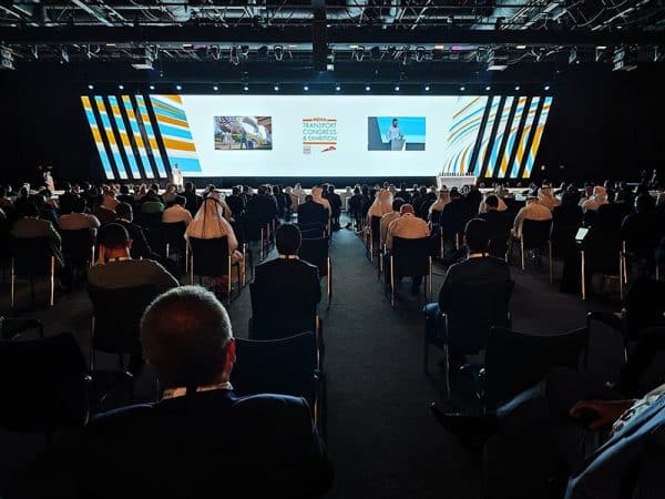 Wiebe Wakker on a huge stage delivering a keynote talk at a congress